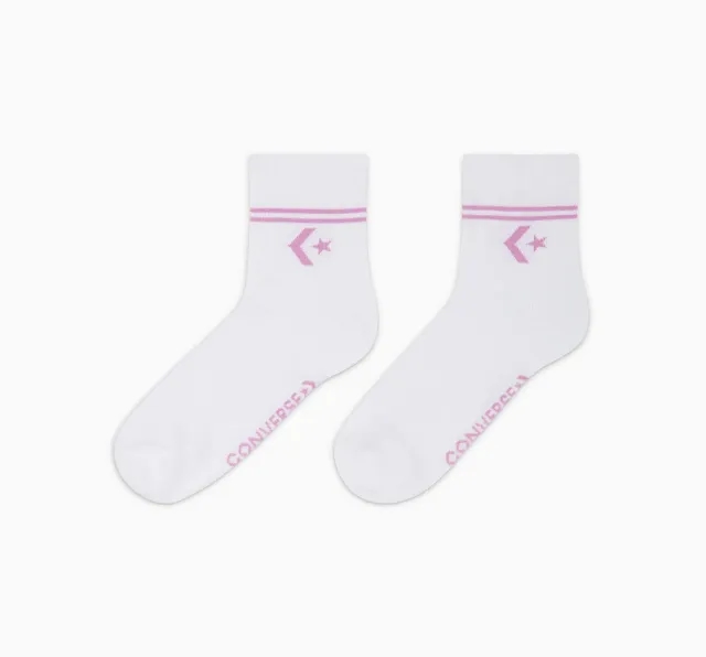 Converse 2-Pack Double Stripe Ankle Socks - Pink