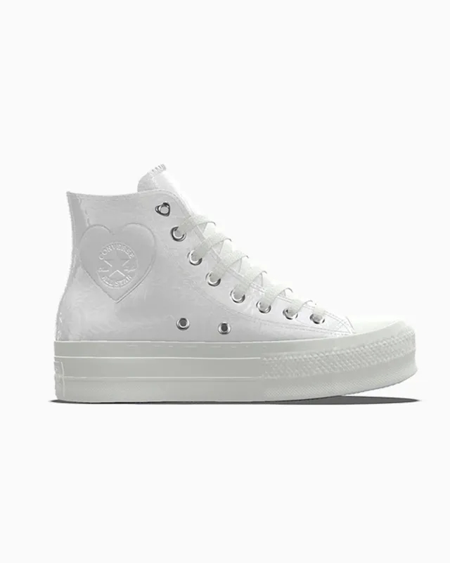 Converse Custom Chuck Taylor All Star Lift Platform Premium Wedding By You - White