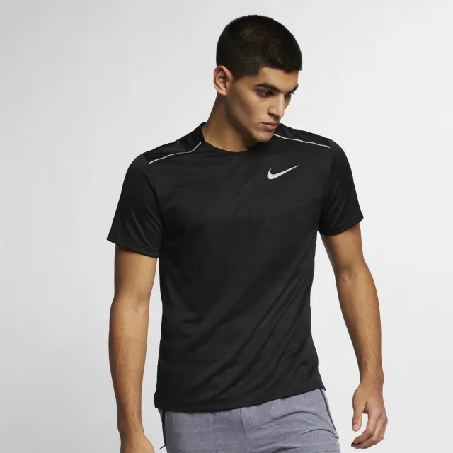 Nike Dri-FIT Miler Men's Short-Sleeve Running Top - Black - Sustainable Materials