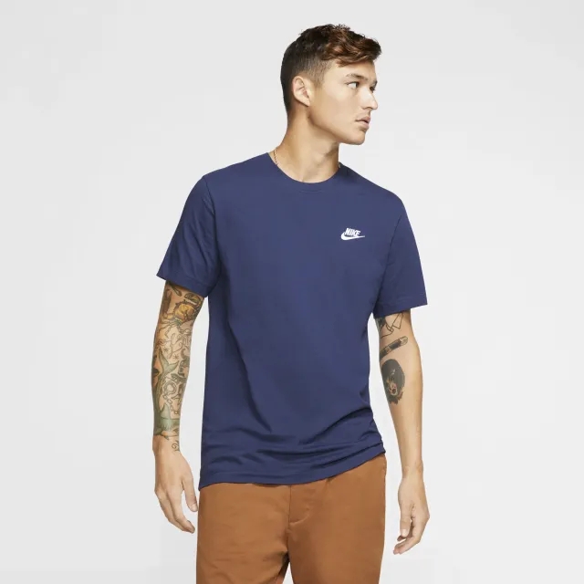 Nike Sportswear Mens Club T Shirt Midnight Navy Cotton