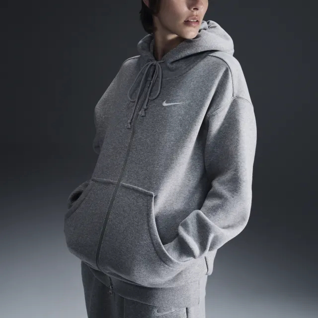 Nike Sportswear Phoenix Fleece Women's Oversized Full-Zip Hoodie - Grey - Cotton/Polyester