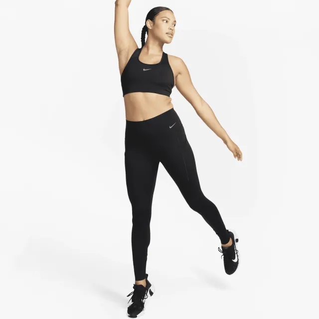 Nike Universa Women's Medium-Support High-Waisted Full-Length Leggings with Pockets - Black - Recycled Nylon Minimum