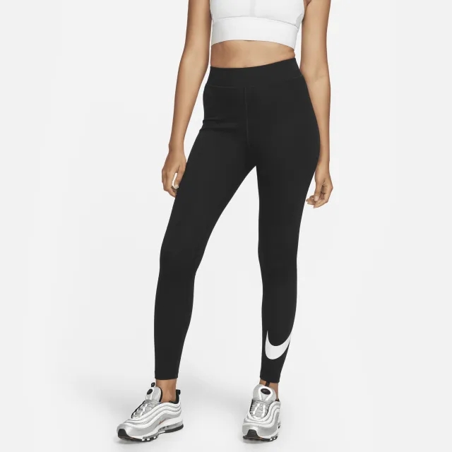 Nike Sportswear Classics Women's High-Waisted Graphic Leggings - Black - Cotton/Polyester/Elastane