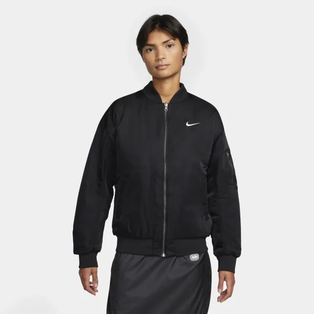 Nike Womens Essential Reversible Varsity Bomber Jacket - Black - Size M - Black