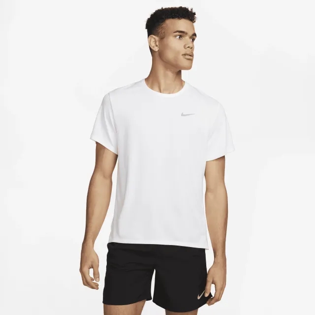 Nike Miler Men's Dri-FIT UV Short-Sleeve Running Top - White - Polyester