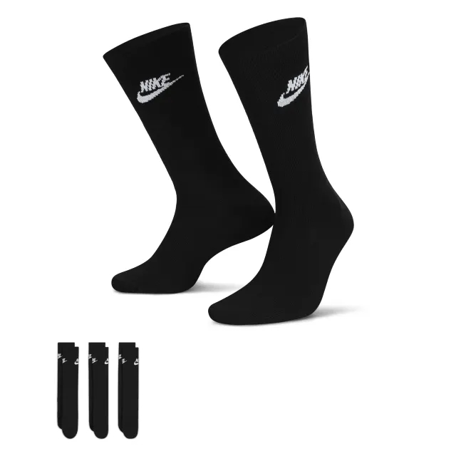 Nike Unisex Sportswear Everyday Essential Crew Socks 3 Pairs - Black