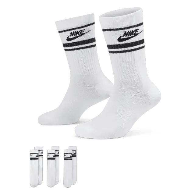 Nike Everyday Essential 3-Pack Crew Socks in White/Black
