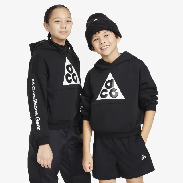 Nike Acg Icon Fleece Big Kids' Pullover Hoodie  Hoodies Black