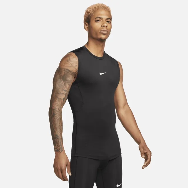 Nike Pro Men's Dri-FIT Tight Sleeveless Fitness Top - Black - 75% Recycled Polyester Minimum