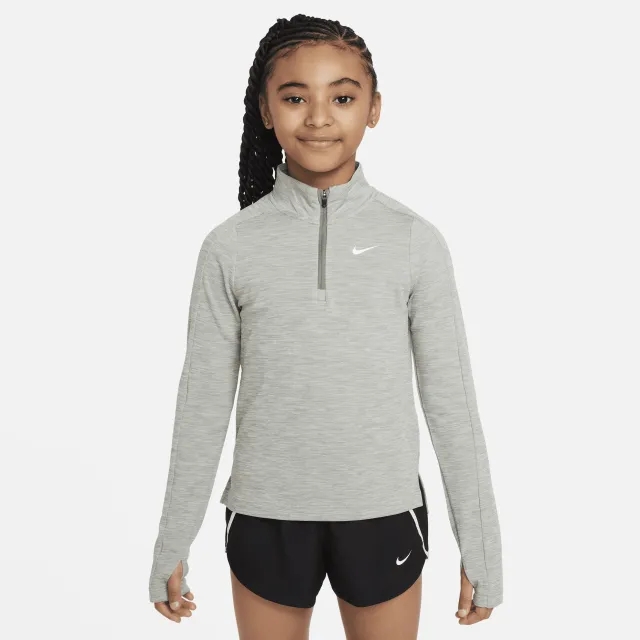 Nike Girls' Dri-FIT Long-Sleeve 1/4-Zip Top - Grey - Polyester