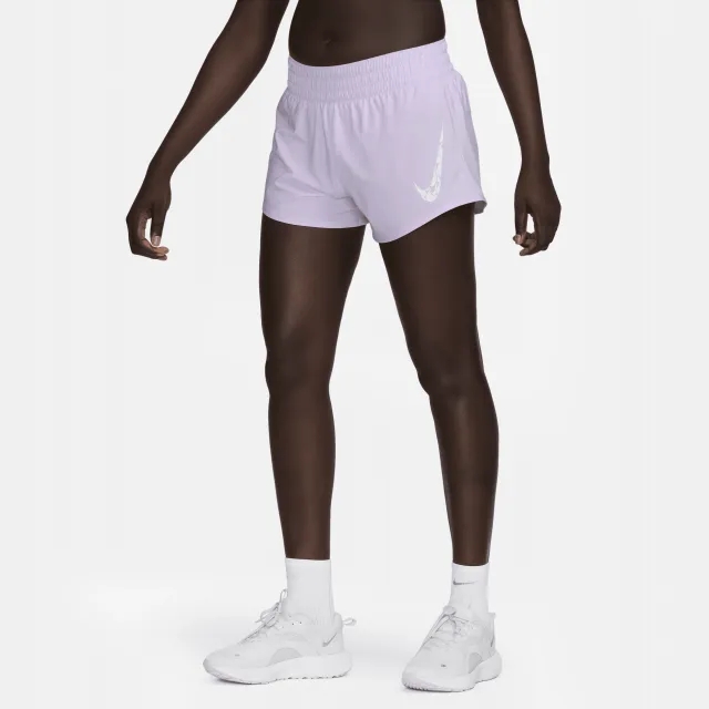 Nike One Swoosh Womens Dri FIT Running Mid Rise Brief Lined Shorts