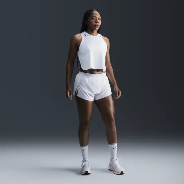Nike Running Aeroswift Dri-Fit Medium Rise 3Inch Shorts In White