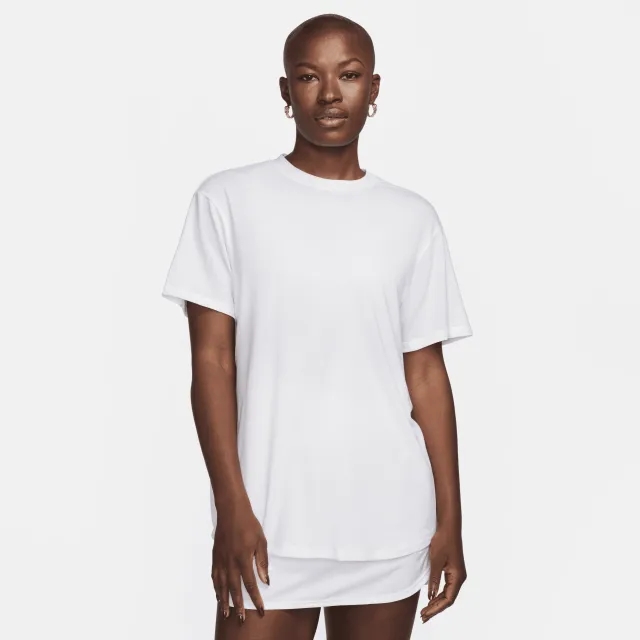 Nike Women's One Relaxed Dri-FIT Short-Sleeve Top - White/Black - L - Size: Large