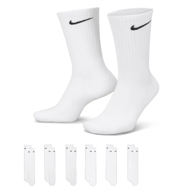 Nike 6-Pack Everyday Cushioned Training Crew Socks, White
