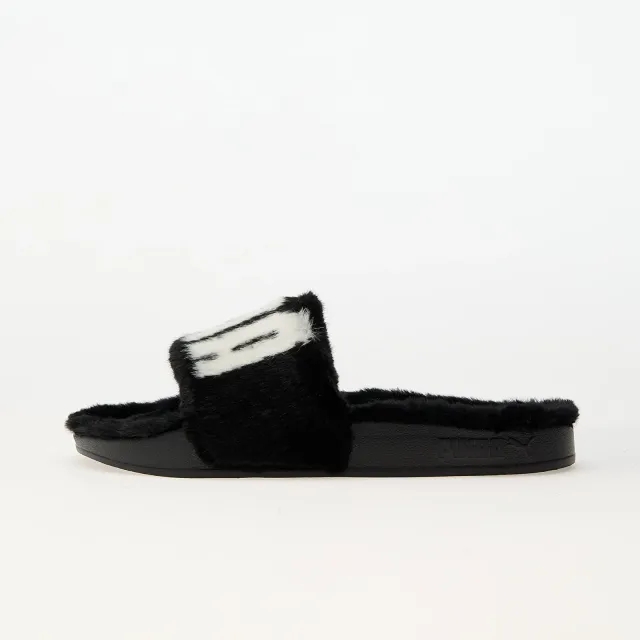 Puma Womens Leadcat 2.0 Fuzz Slides - Black Faux Fur