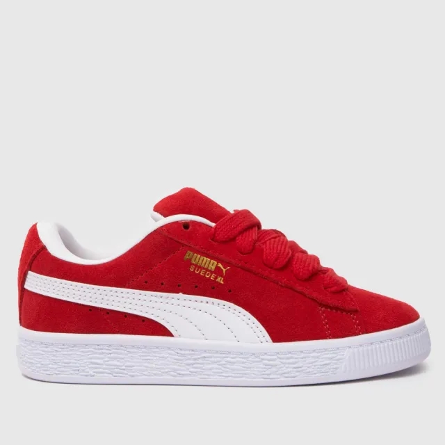 PUMA red suede xl Boys Junior trainers