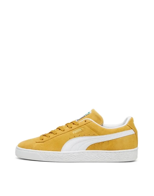 PUMA suede classic trainers in white & yellow