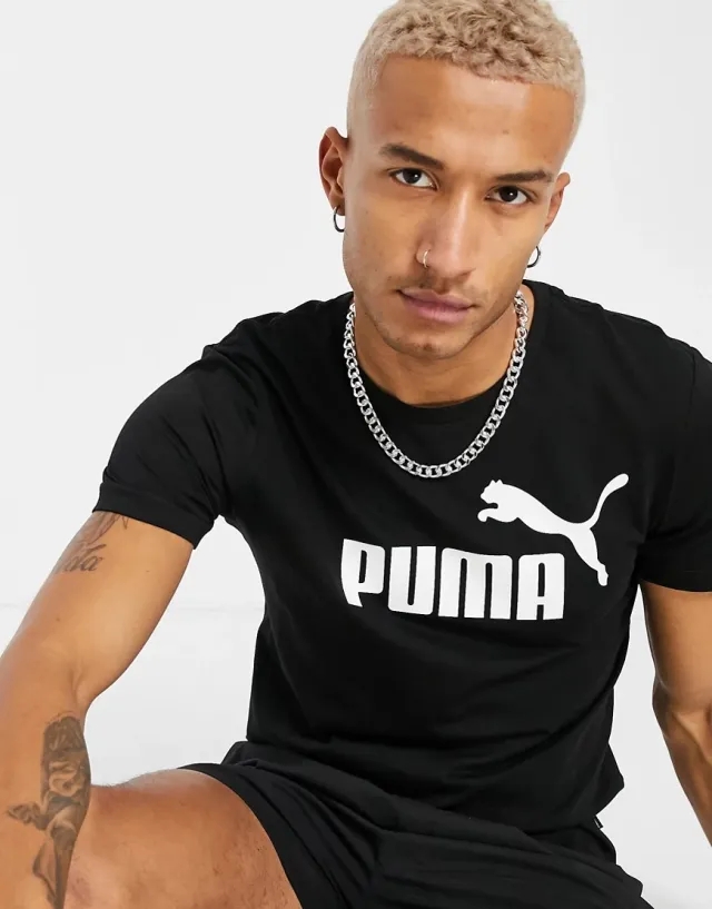 Puma Mens Essentials Logo T-Shirt - Black Cotton
