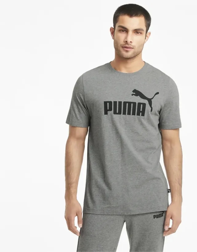 Puma Essentials Logo T-Shirt In Medium Gray Heather-Grey
