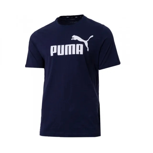 Puma Mens Essentials Logo T-Shirt - Blue Cotton