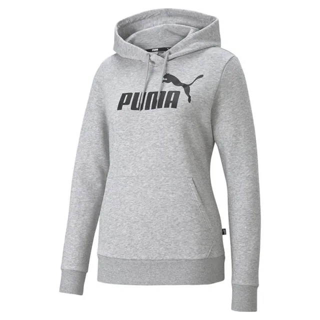 Puma Essentials Logo Womens Hoodie - Grey Cotton
