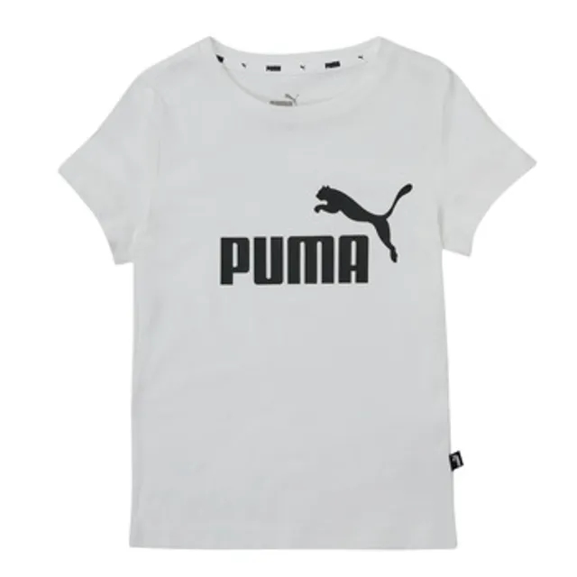 Puma Childrens Unisex Essentials Logo Youth Tee - White Cotton