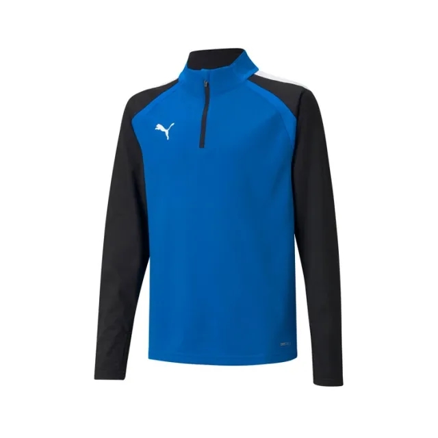 Teamliga 1/4 Zip Top Jr Electric Blue Lemonade-Puma Black - ['Blue']