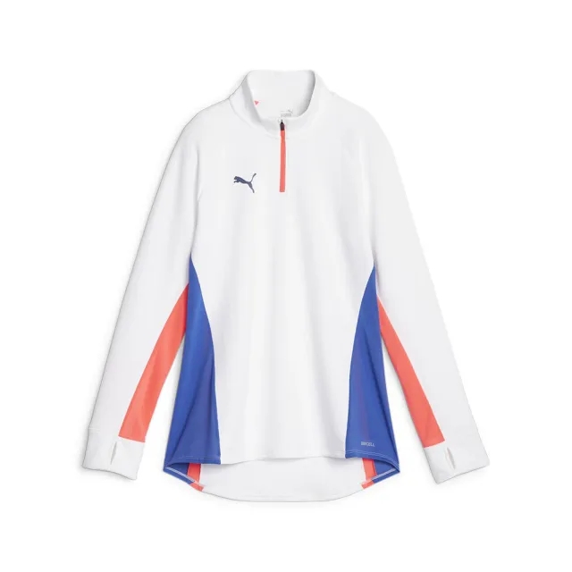 PUMA Individualblaze Women's Quarter-Zip Football Top, White/Fire Orchid