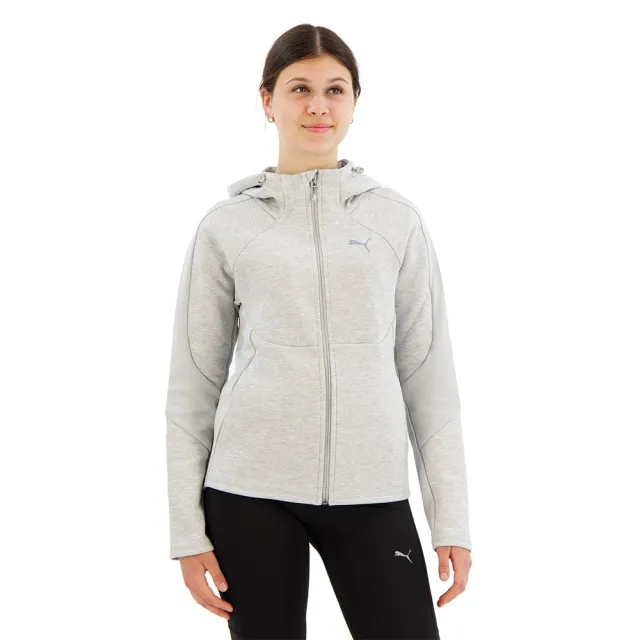 Puma EVOSTRIPE Womens Full-Zip Hoodie - Grey Cotton