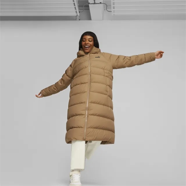 PUMA Women's Long Hooded Down Coat, Toasted