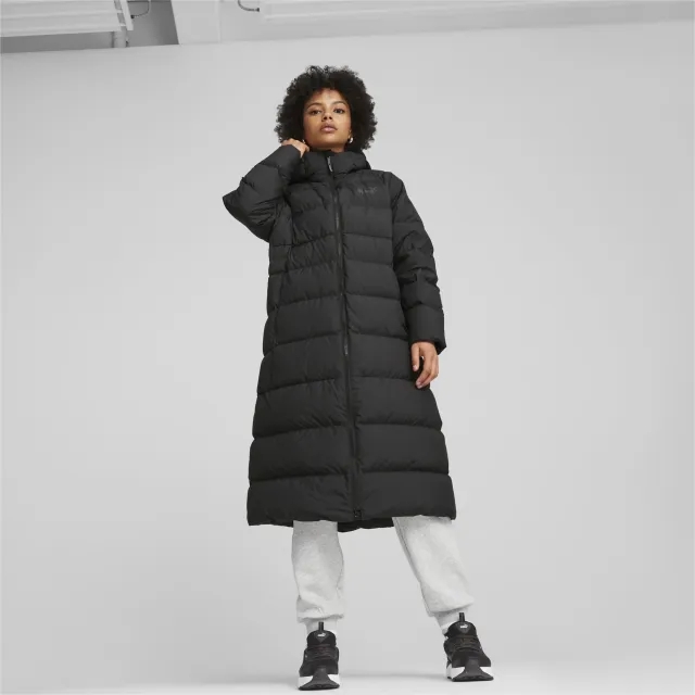 PUMA Women's Long Hooded Down Coat, Black