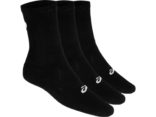 Asics 3 Pack Crew Sock - Black - Size XL - Black
