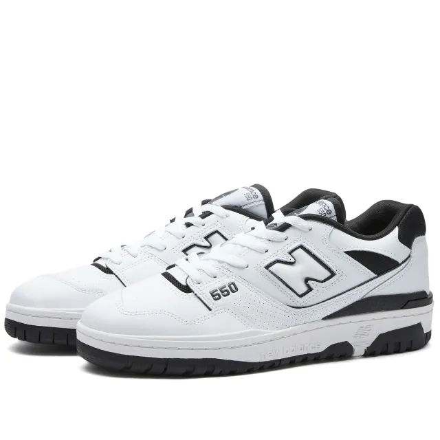 New Balance Men's BB550 in White/Black Leather