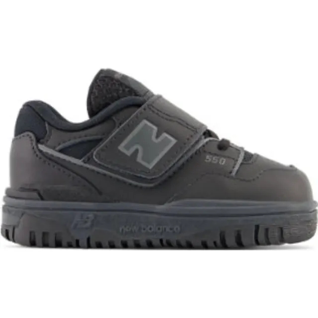 New Balance Infants' 550 Bungee Lace with Top Strap in Black Synthetic