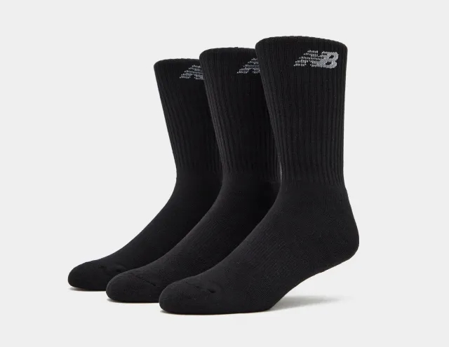 New Balance Unisex Everyday Crew 3 Pairs in Black Cotton