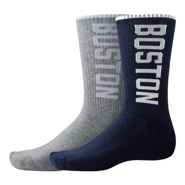 New Balance Unisex Boston Crew Socks 2 Pack in Red/White Cotton
