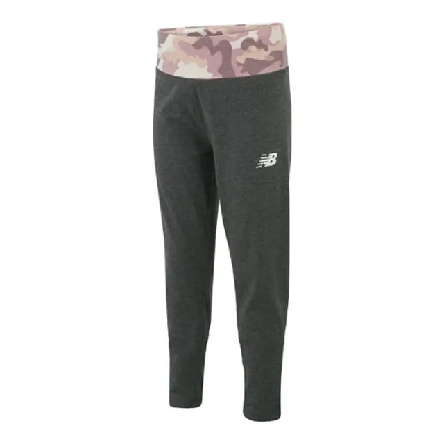 New Balance Kids' Girls Cotton Spandex Stacked Logo Legging in Grey
