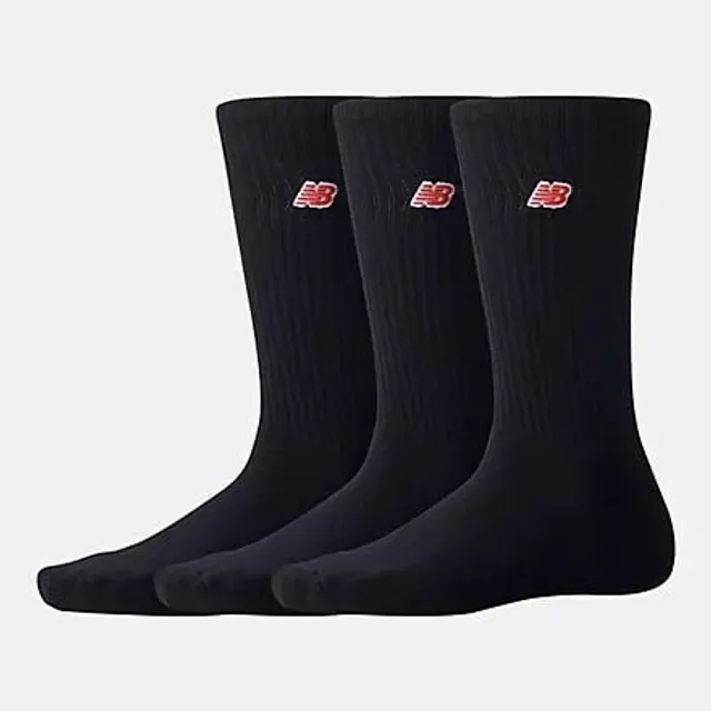 New Balance Unisex NB Patch Logo Crew 3 Pairs in Black Cotton