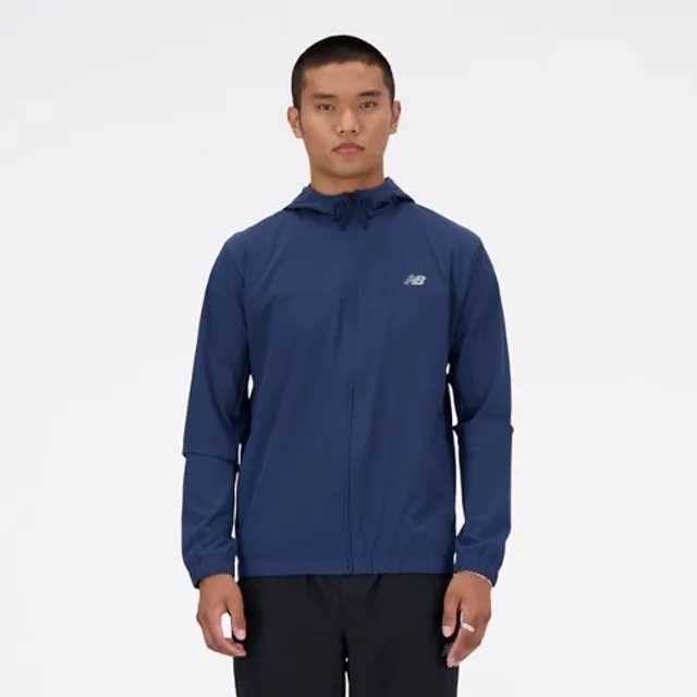 New Balance Men's Woven Full Zip Jacket in Blue Polywoven