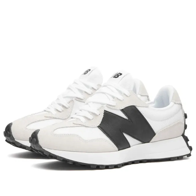 New Balance Unisex 327 in White/Black Suede/Mesh