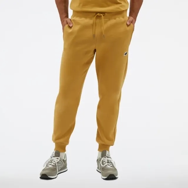New Balance Men's NB Small Logo Pants in Yellow Cotton