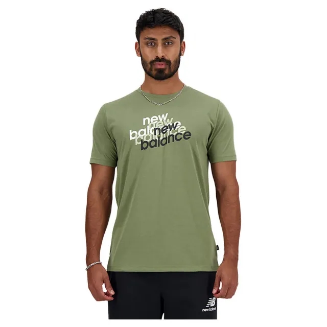 New Balance Men's Sport Essentials Heathertech Graphic T-Shirt in Green Poly Knit