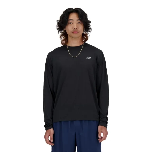 New Balance Men's Athletics Long Sleeve in Black Poly Knit