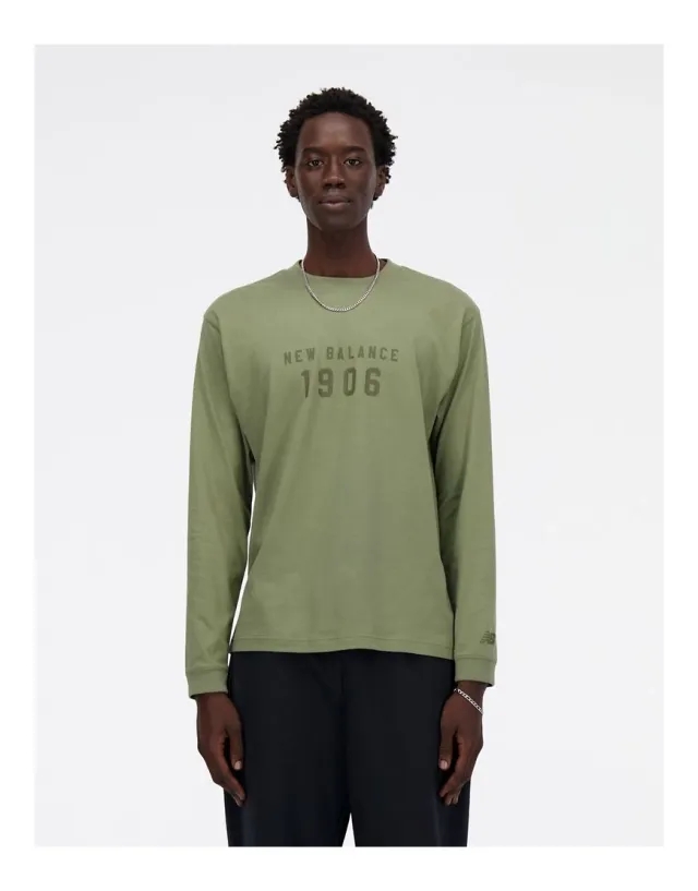New Balance Iconic Collegiate Graphic Long Sleeve In Green