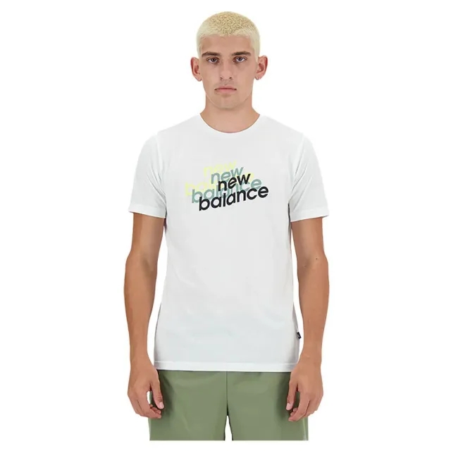 New Balance Men's Sport Essentials Heathertech Graphic T-Shirt in White Poly Knit