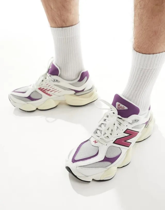 New Balance Unisex 9060 in White/Red/Purple Leather