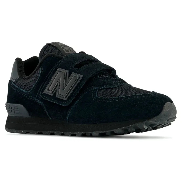 New Balance Kids' 574 Core Hook & Loop in Black Leather