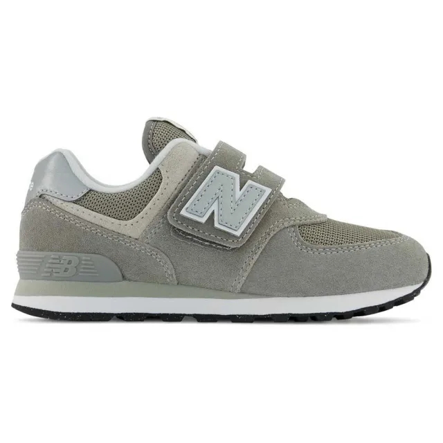 New Balance Kids' 574 Core Hook & Loop in Grey/White Leather