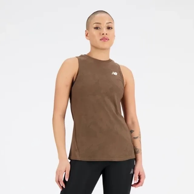 New Balance Women's Q Speed Jacquard Tank in Brown Poly Knit