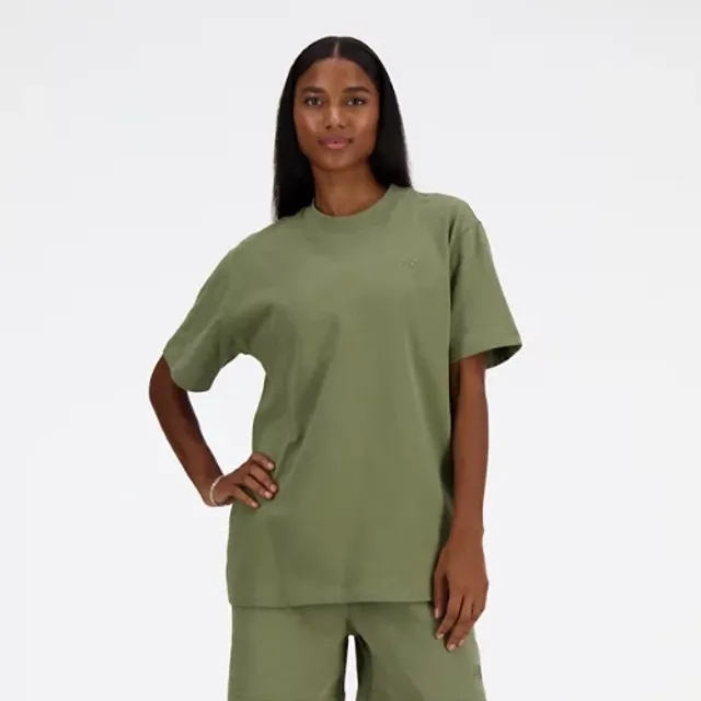 New Balance Women's Athletics Jersey T-Shirt in Green Cotton Jersey